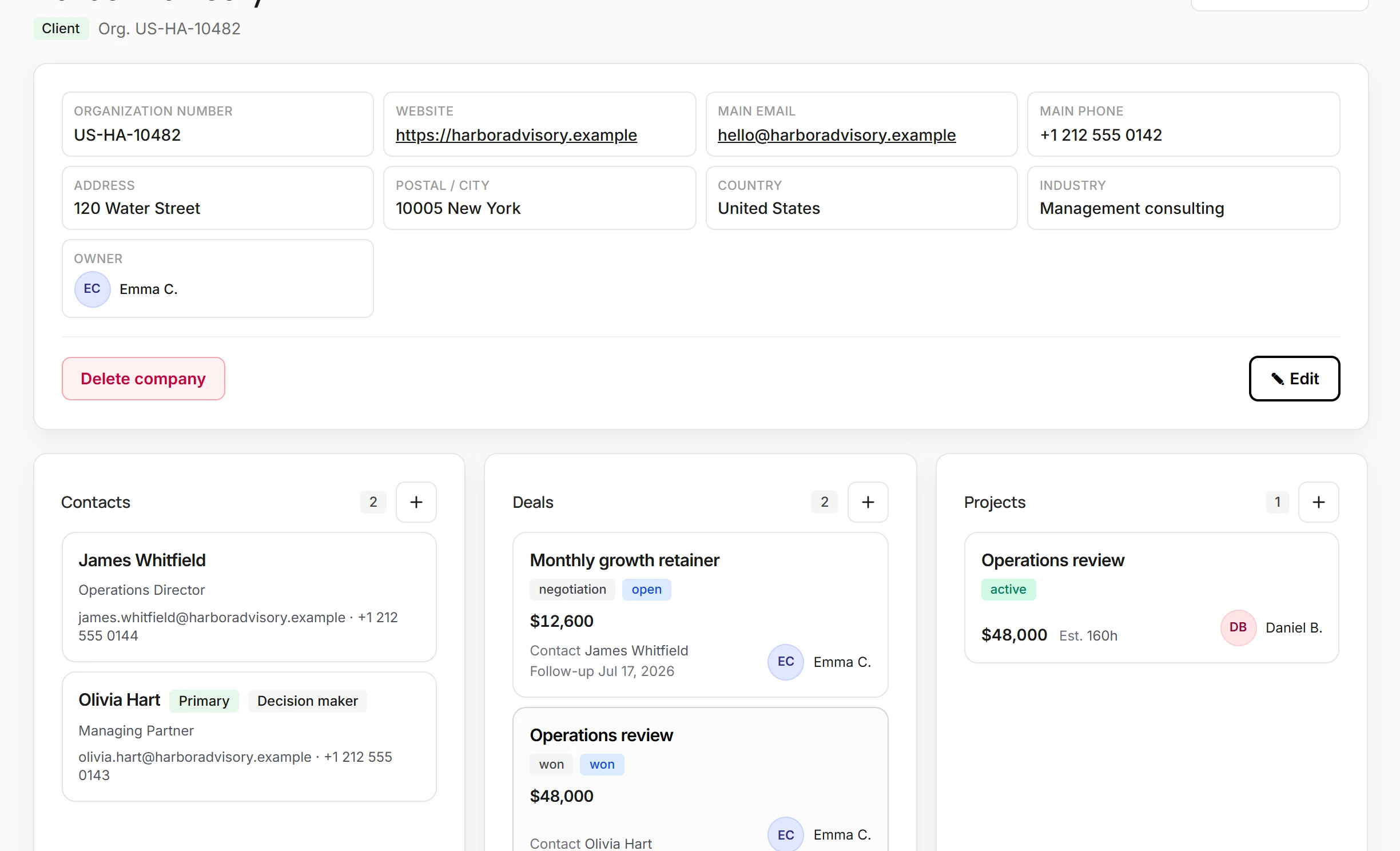 Kustmr company record with contacts, deals and related projects